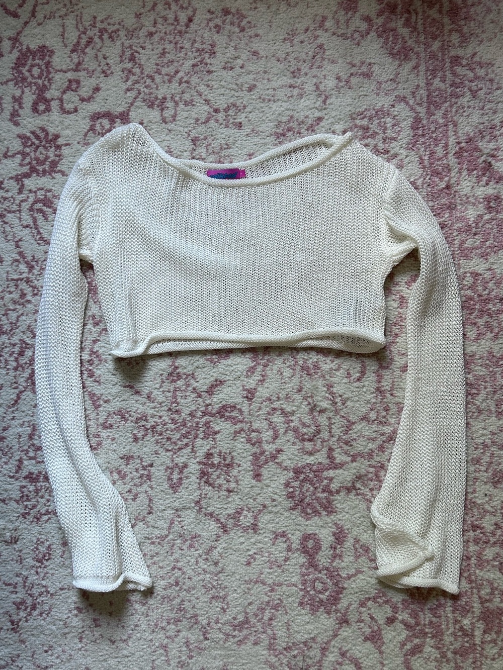 Edikted Ivory Cropped Knit Off the Shoulder Top